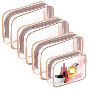 4 Pack Clear Toiletry Bag,portable Travel Makeup Bags With Zipper, Tsa🌼